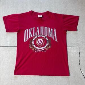 90s Vintage Oklahoma Sooners Nutmeg Crest Red T Shirt Size M